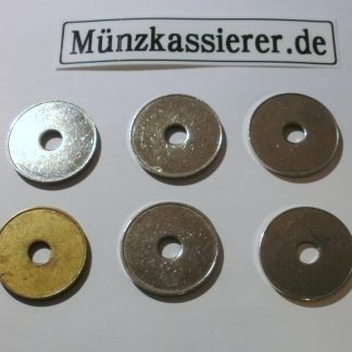 Münzkassierer.de Münzen Wertmarken Ø 26 x 2,3 Loch Ø 6mm. Münzkassierer