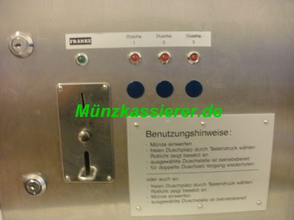 Münzkassierer.de Münzautomat.com Münzkassierer Edelstahl DUSCHE 12V FRANKE 3 Duschplätze