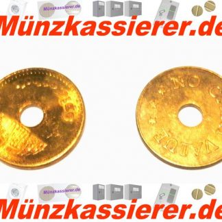 10 x Münzen Wertmarken Ø 26,8 x 1,8 Loch Ø 6mm.-Münzkassierer.de-0