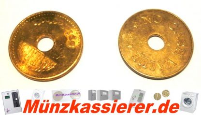 10 x Münzen Wertmarken Ø 26,8 x 1,8 Loch Ø 6mm.-Münzkassierer.de-1